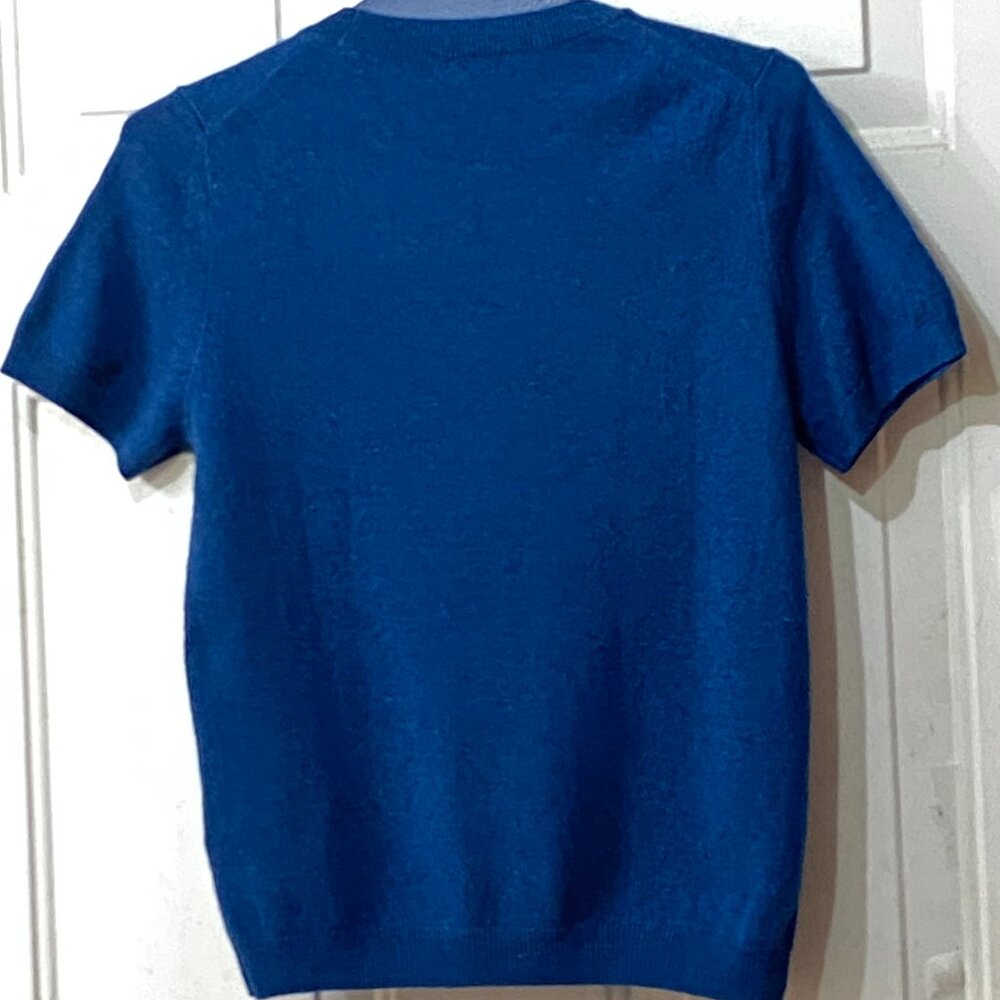 NEW Quince Mongolian Cashmere Sz M Women Sweater Pullover Short Sleeve Dark Blue - Picture 7 of 10